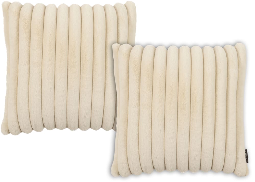 Housses de coussin moelleux imitation fourrure beige-Lot de 2-45x45cm