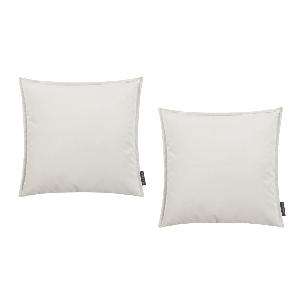 Magma Housses de coussin velours avec volant piqué ivoire 45x45 - lot de 2 style classique chic Beige Pes - Polyester