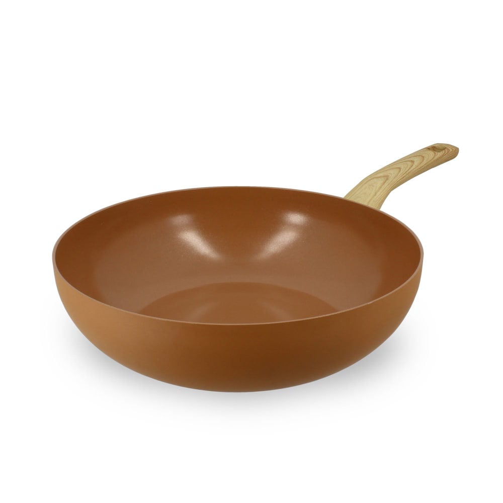Wok 28cm avec revêtement céramique noisette - tous feux Wok 28cm avec revêtement céramique noisette - tous feux