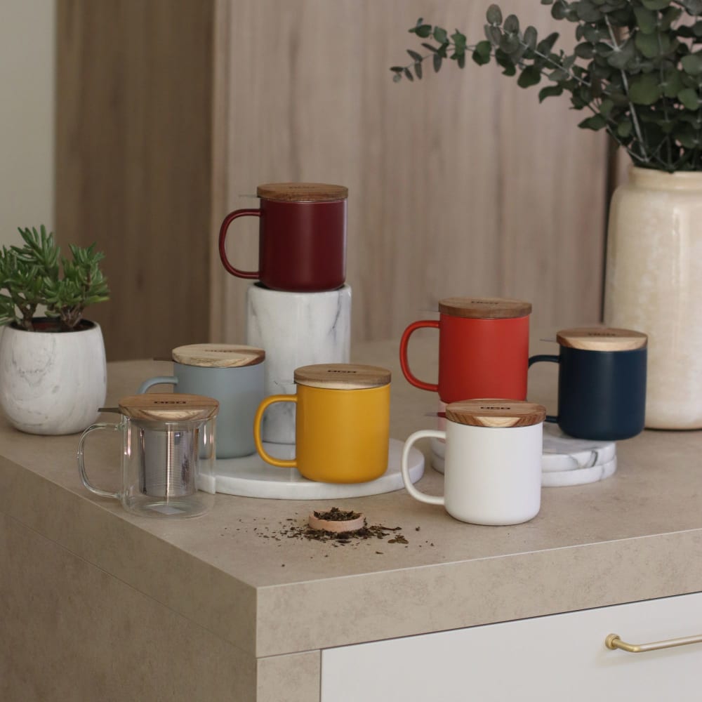 Tisanière en grès verte avec couvercle en bois d'acacia 300ml - Maisons du Monde