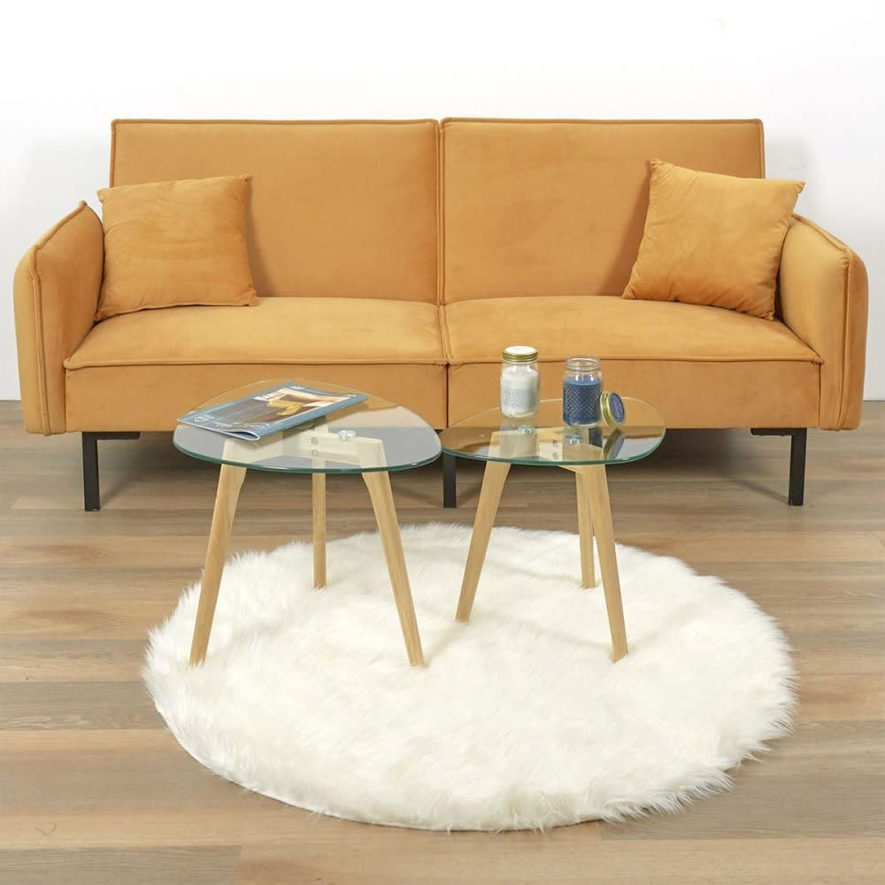 Ensemble de 2 tables gigognes en verre trempé galet - Maisons du Monde