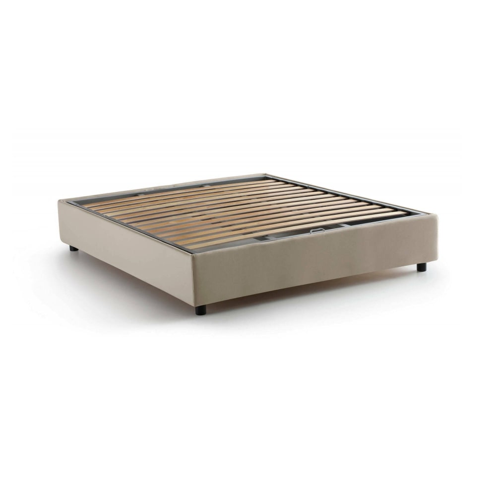 Lit double en tissu beige 160x200 cm