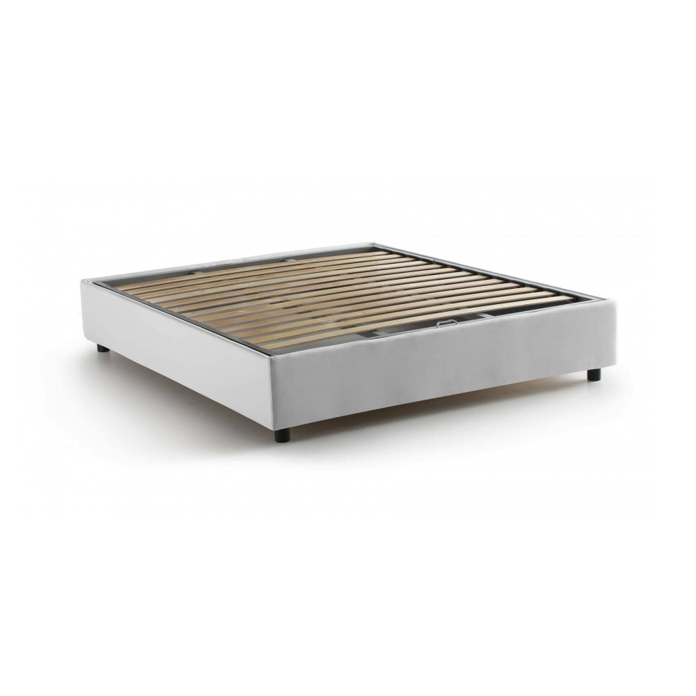 Lit double en tissu blanc 160x190 cm