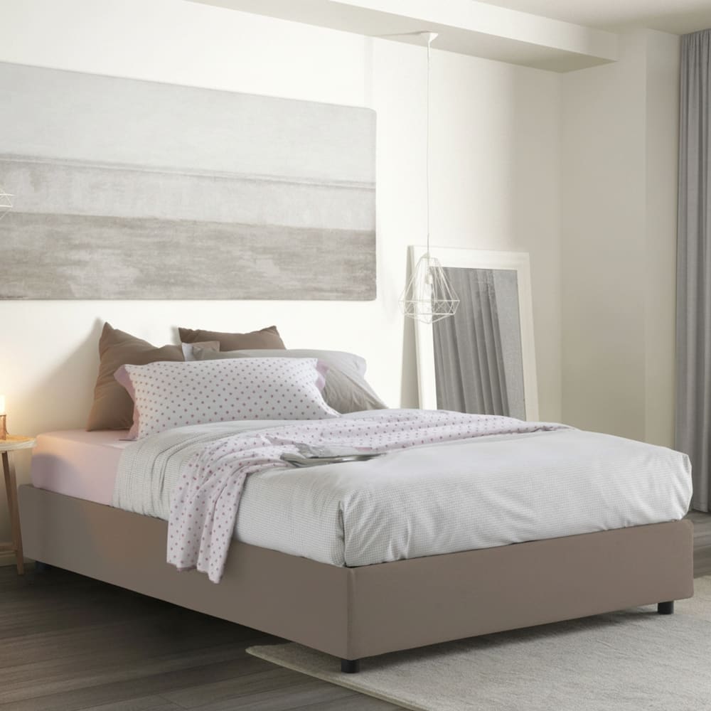 Lit double en tissu tourterelle 160x190 cm - Maisons du Monde