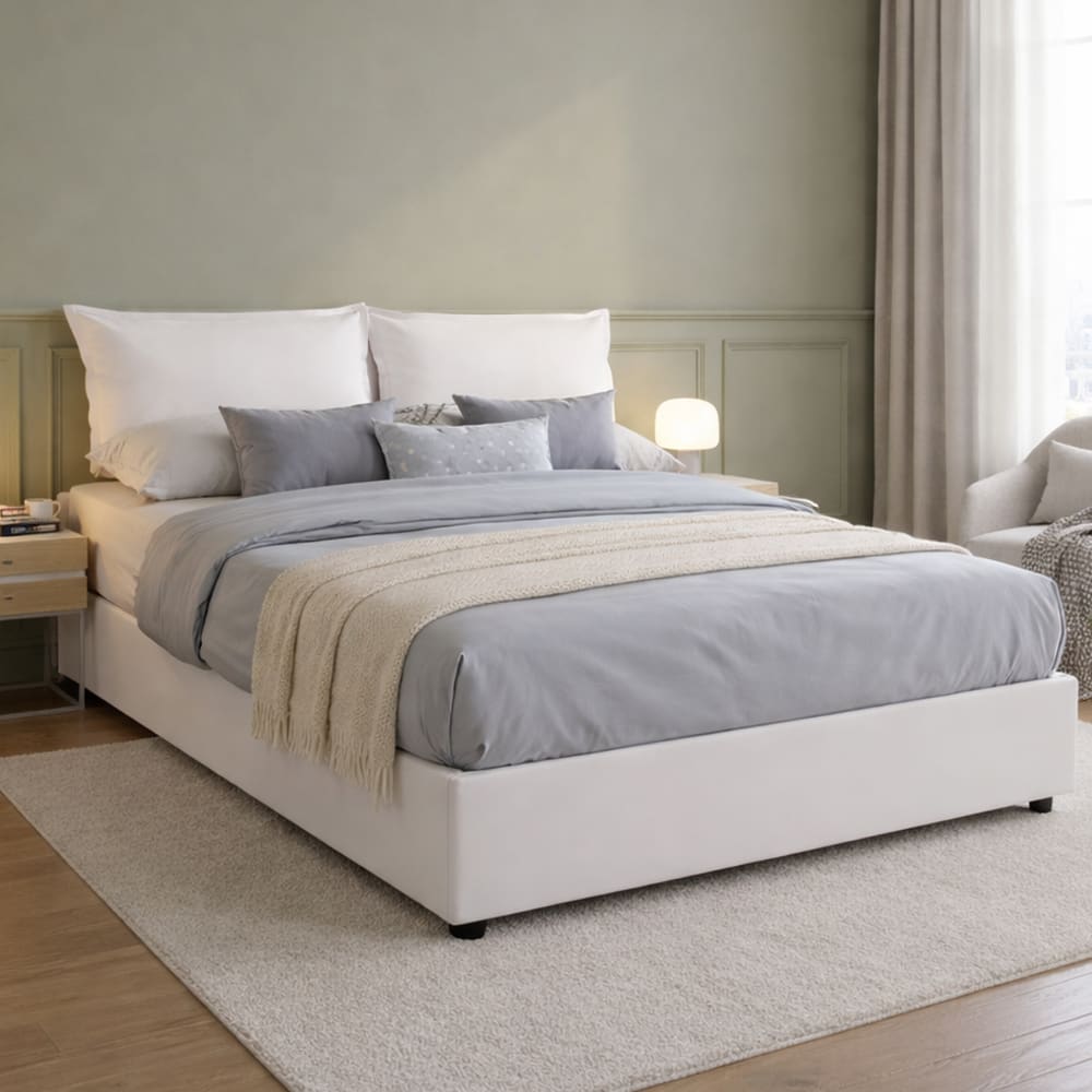 Doppelbett aus Kunstleder weiß 140x200 cm - Maisons Du Monde