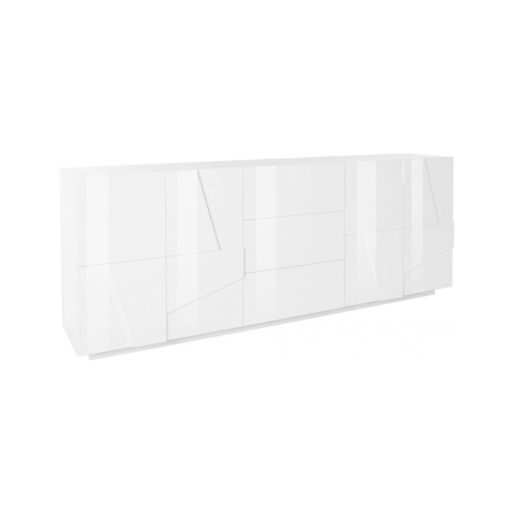 Buffet effet bois blanc brillant 224x44 cm