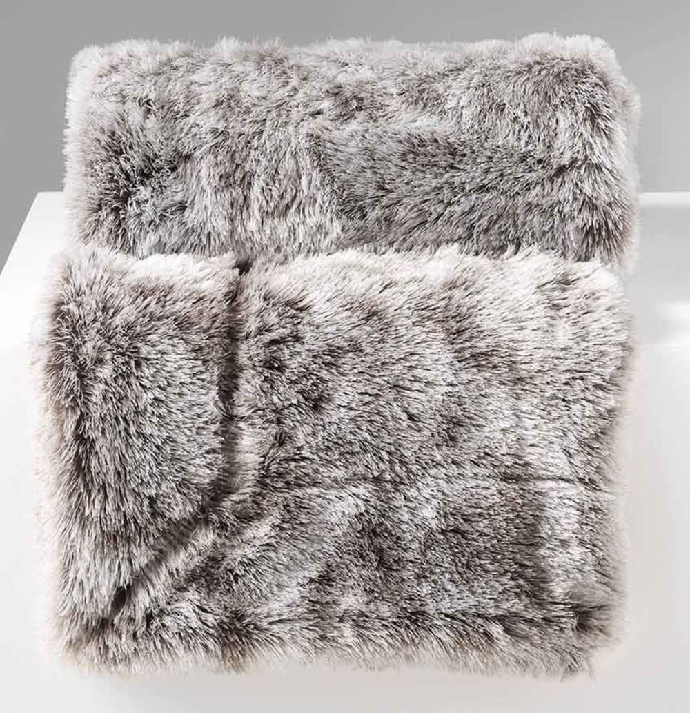 Plaid imitation vrai fourrure polyester gris 220x180