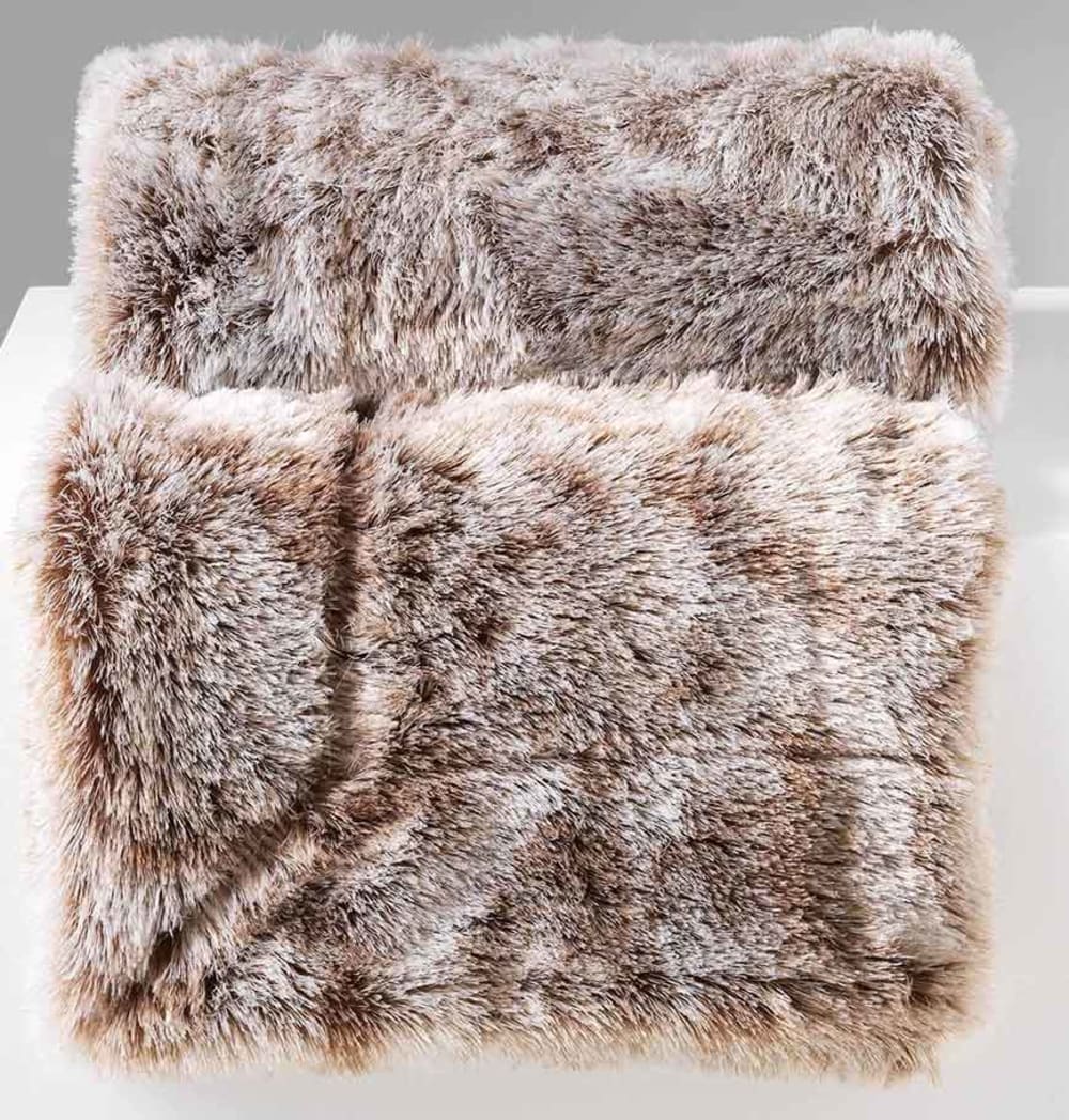 Plaid imitation vrai fourrure polyester choco 220x180