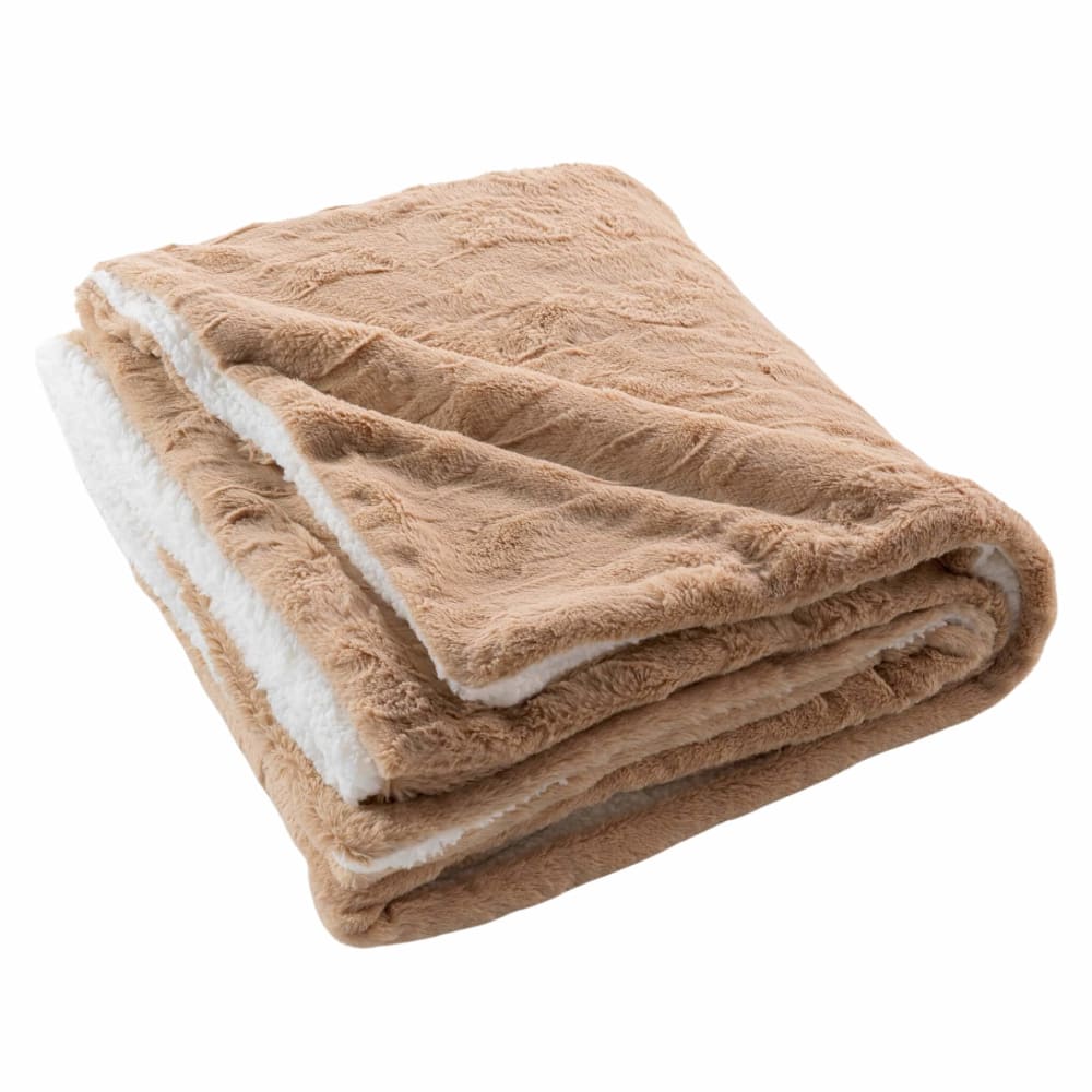 Douceur d'Intérieur Plaid imitation fourrure/sherpa sable 125x150 cm Beige Fausse Fourrure