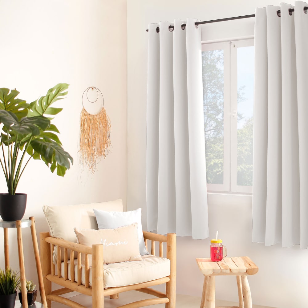Home Maison Einfarbiger Verdunkelungsvorhang mit 8 Ösen style modern Weiß Pes - Polyester