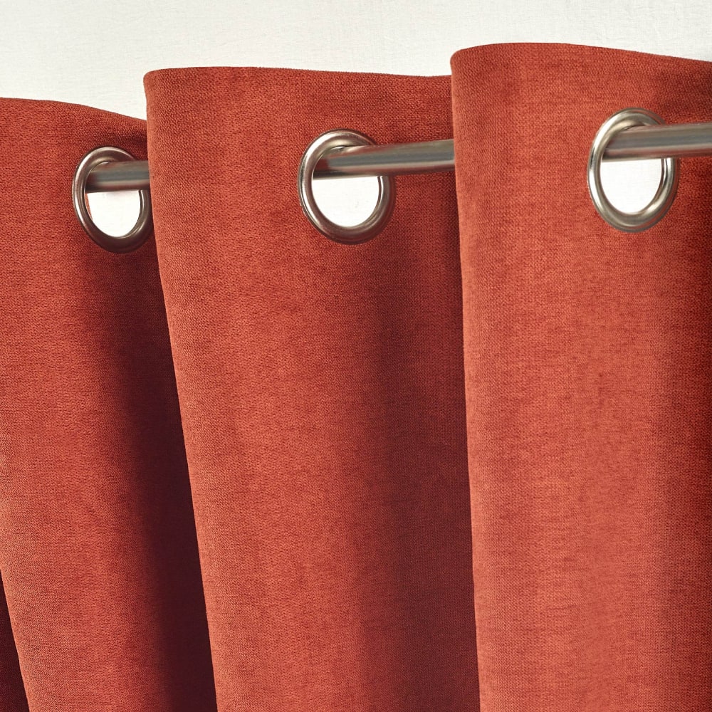 Rideau anti-froid doublé polaire flanelle orange foncé 140x260 cm - Maisons du Monde