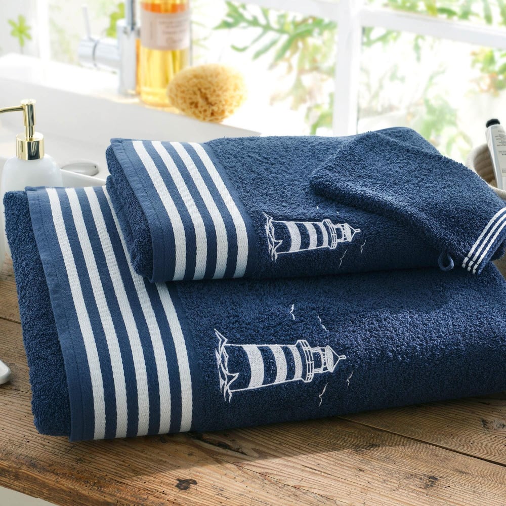Drap de bain en coton 450 g/m² bleu marine 100x150cm