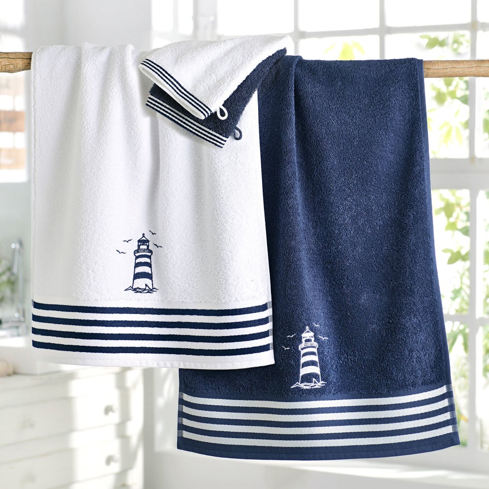Lot de 2 gants de toilette 15x21 bleu marine en coton 450 g/m²