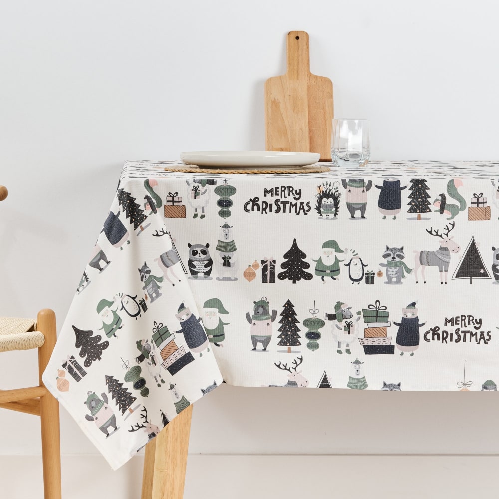 Mantel navidad antimanchas algodón multicolor 250x140 cm