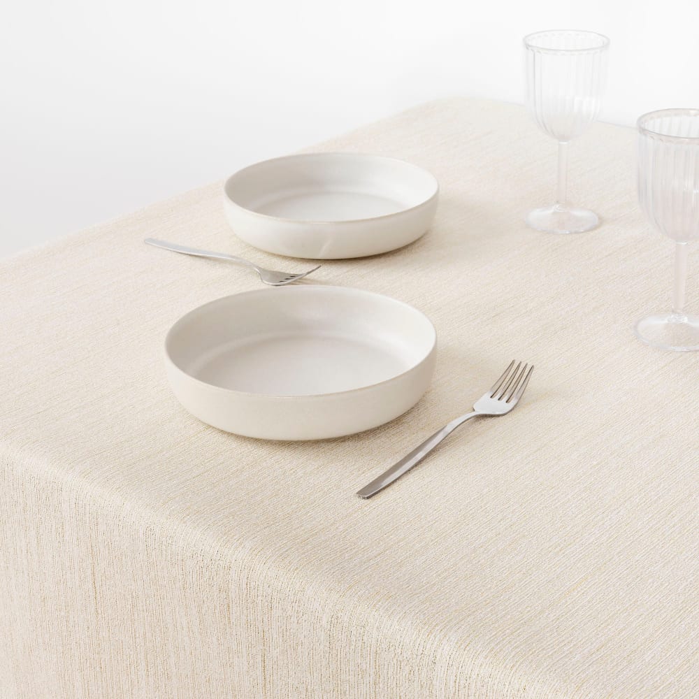 Nappe de Noël jacquard en coton/polyester blanc et doré 200x155 cm - Maisons du Monde