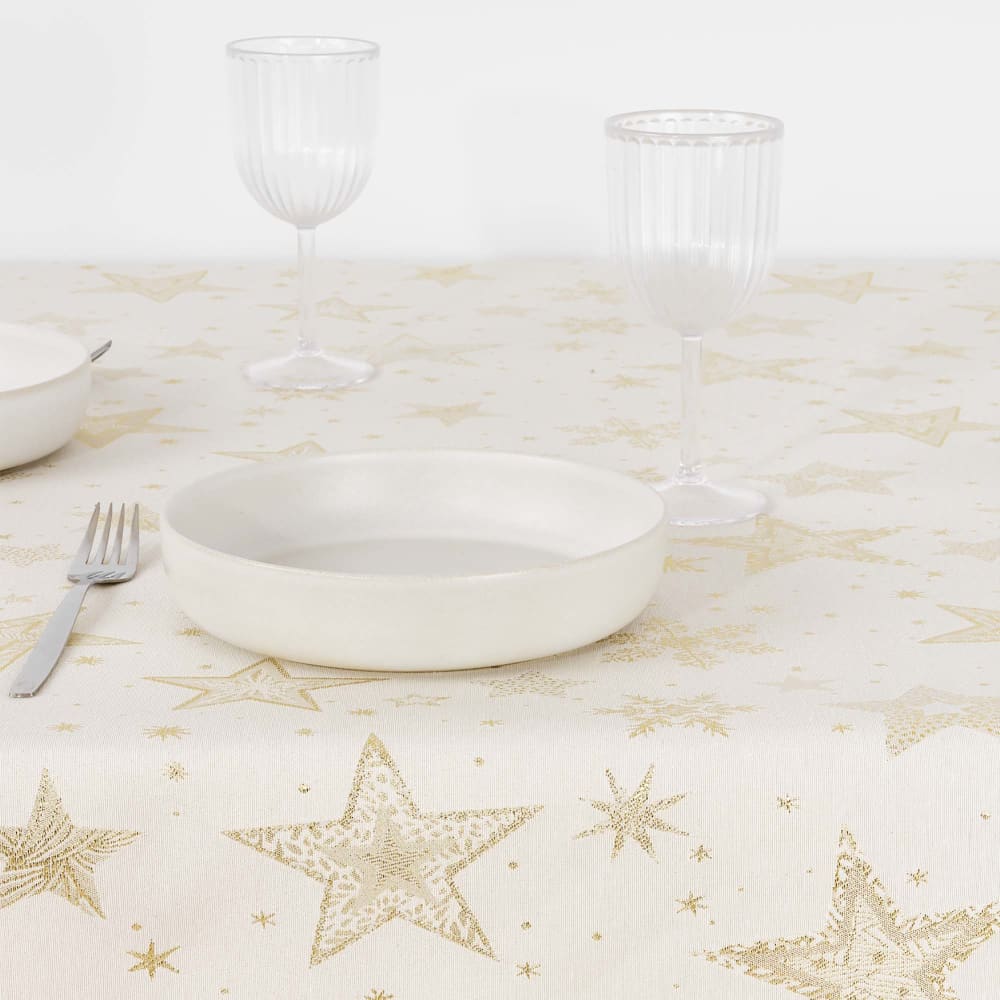 Nappe de Noël en tissu doré 200x155 cm - Maisons du Monde