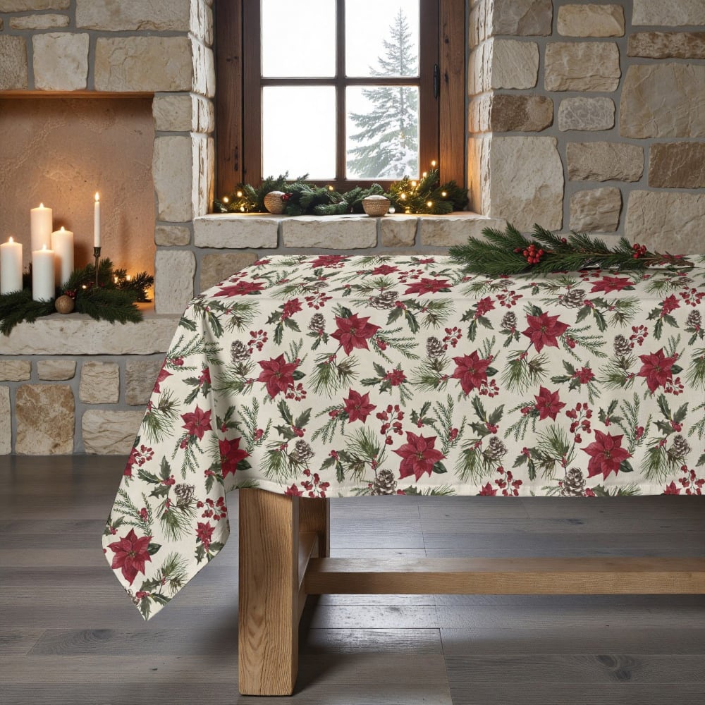 Muare Home Nappe de Noël en coton et polyester multicolore 200x140 cm