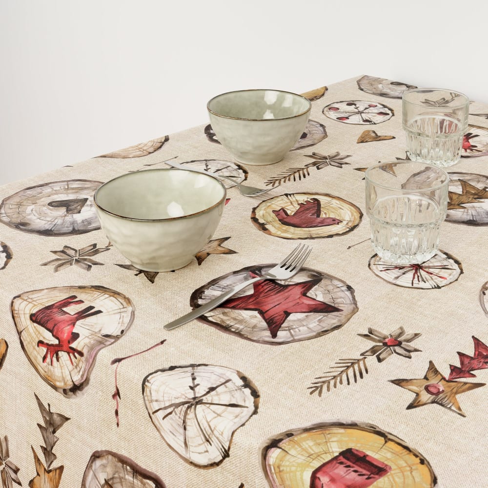 Nappe de noël antitache en coton multicolore 140x140 cm - Maisons du Monde