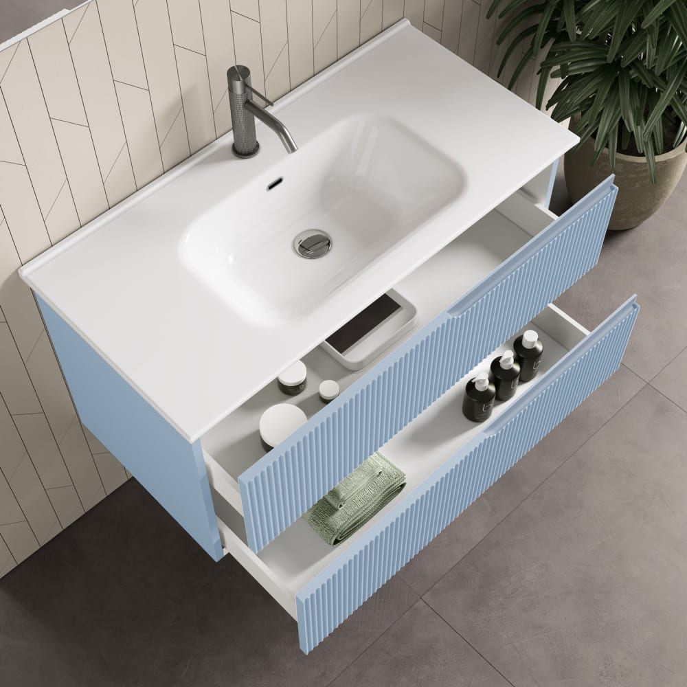 4-teiliger Badezimmerschrank aus MDF in Tiffany-Blau - Maisons Du