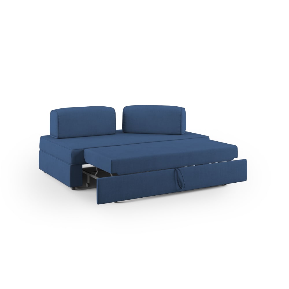 Canapé avec pouf amovible 160 cm bleu