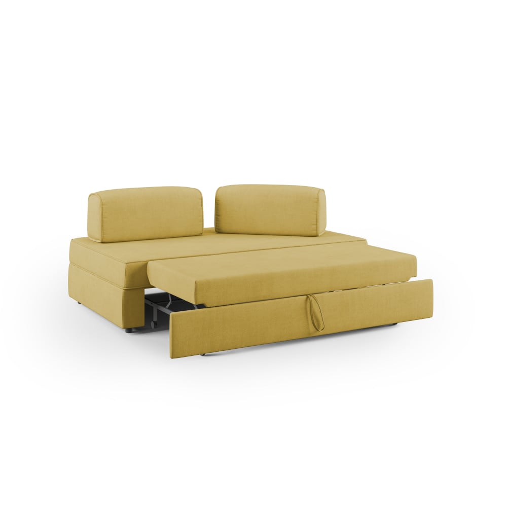 Canapé avec pouf amovible 160 cm jaune