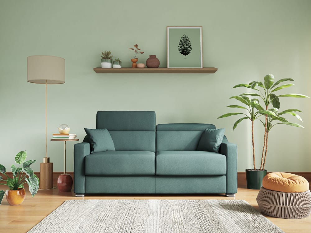 Canapé lit en tissu détachable 191 cm bleu pastel