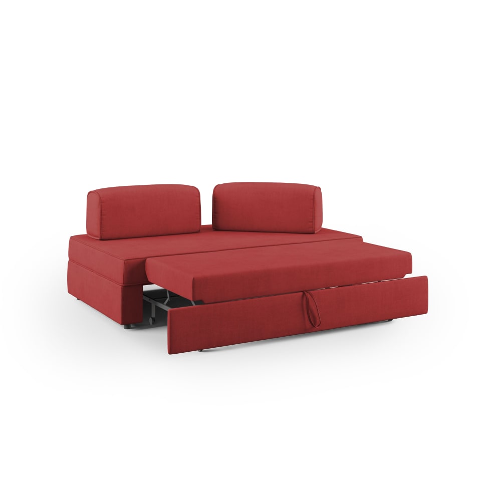 Canapé avec pouf amovible 160 cm rouge