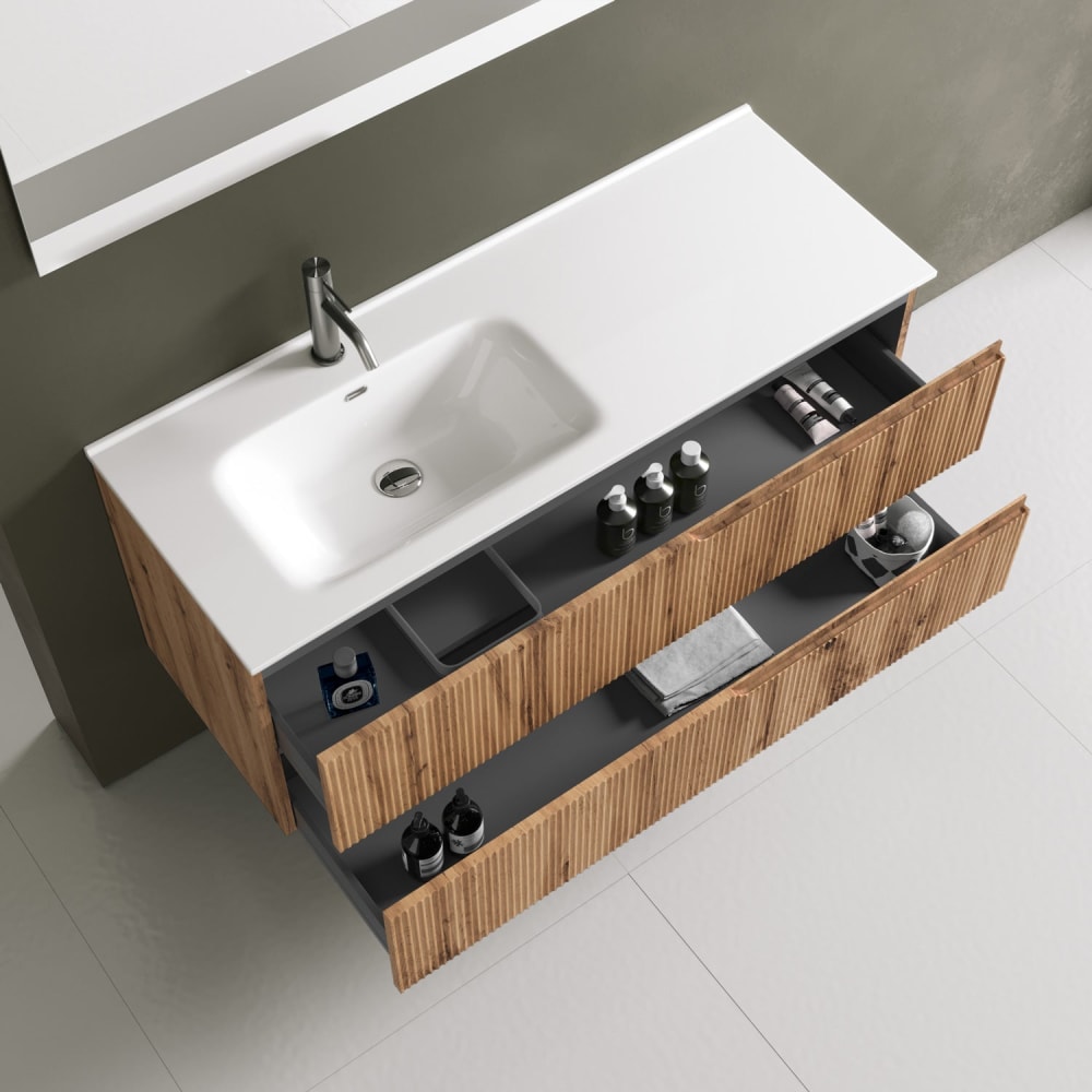 Meuble de baignoire gauche 4 pièces en MDF chêne