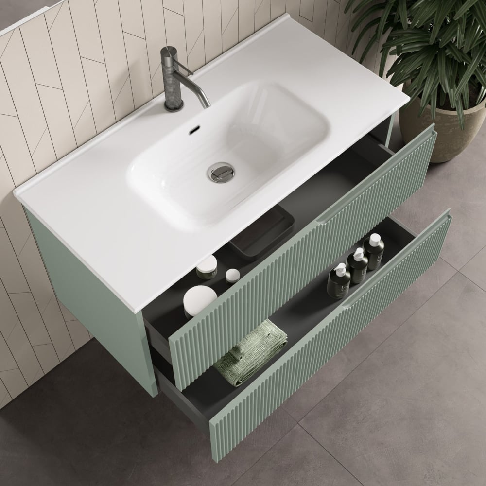 Meuble de salle de bain 4 pièces en MDF vert sauge - Maisons du Monde