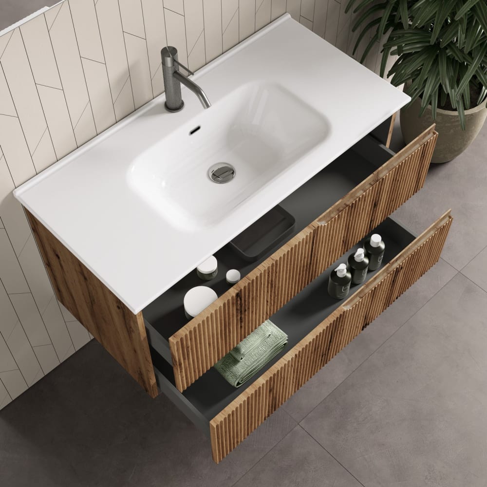 Meuble de salle de bain 4 pièces en MDF chêne - Maisons du Monde