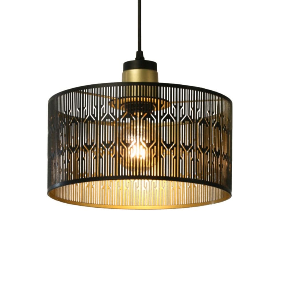 Suspension métal ajouré noir et or diam. 30