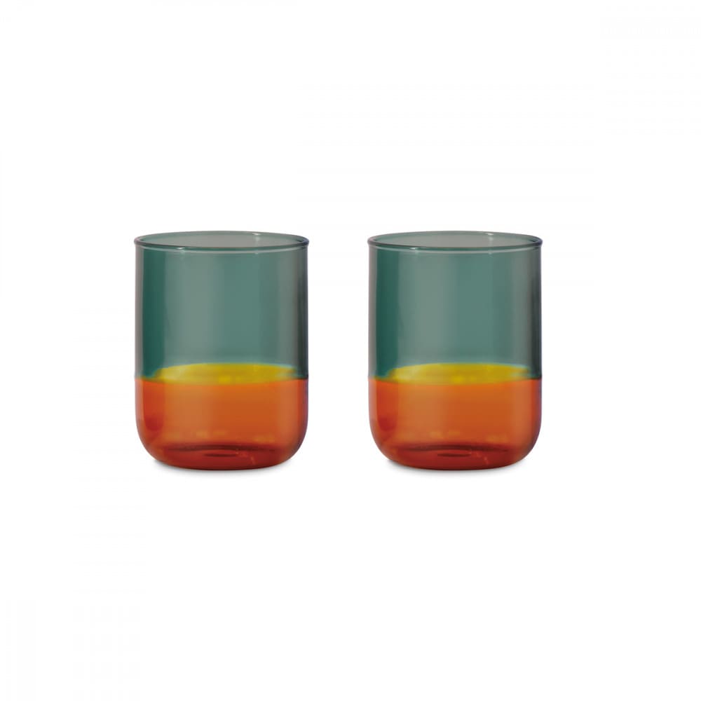 Remember Lot de 2 verres bicolore en verre orange style contemporain