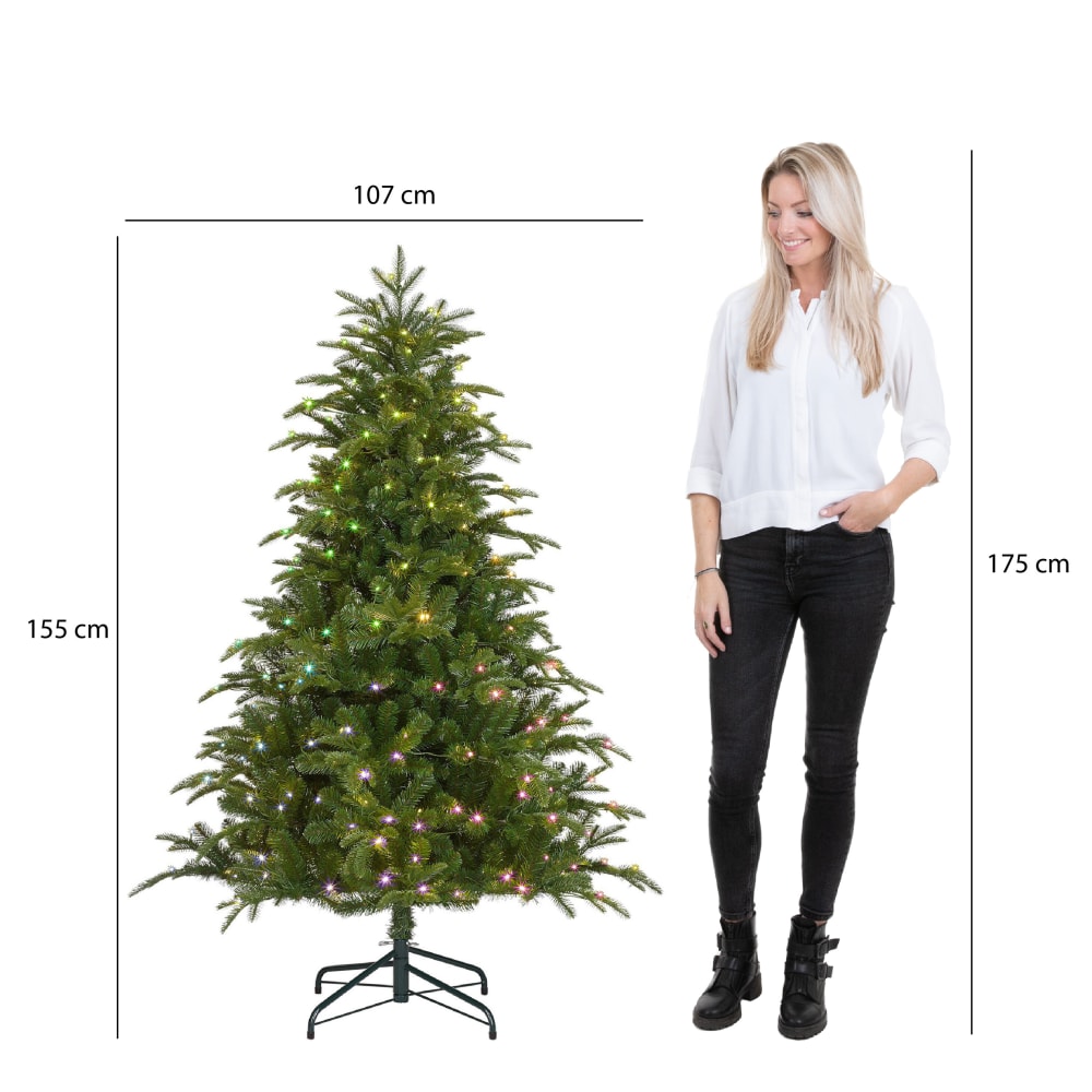 Sapin de Noël artificiel illuminé Vert Fer H155xl107xL107cm - Maisons du Monde