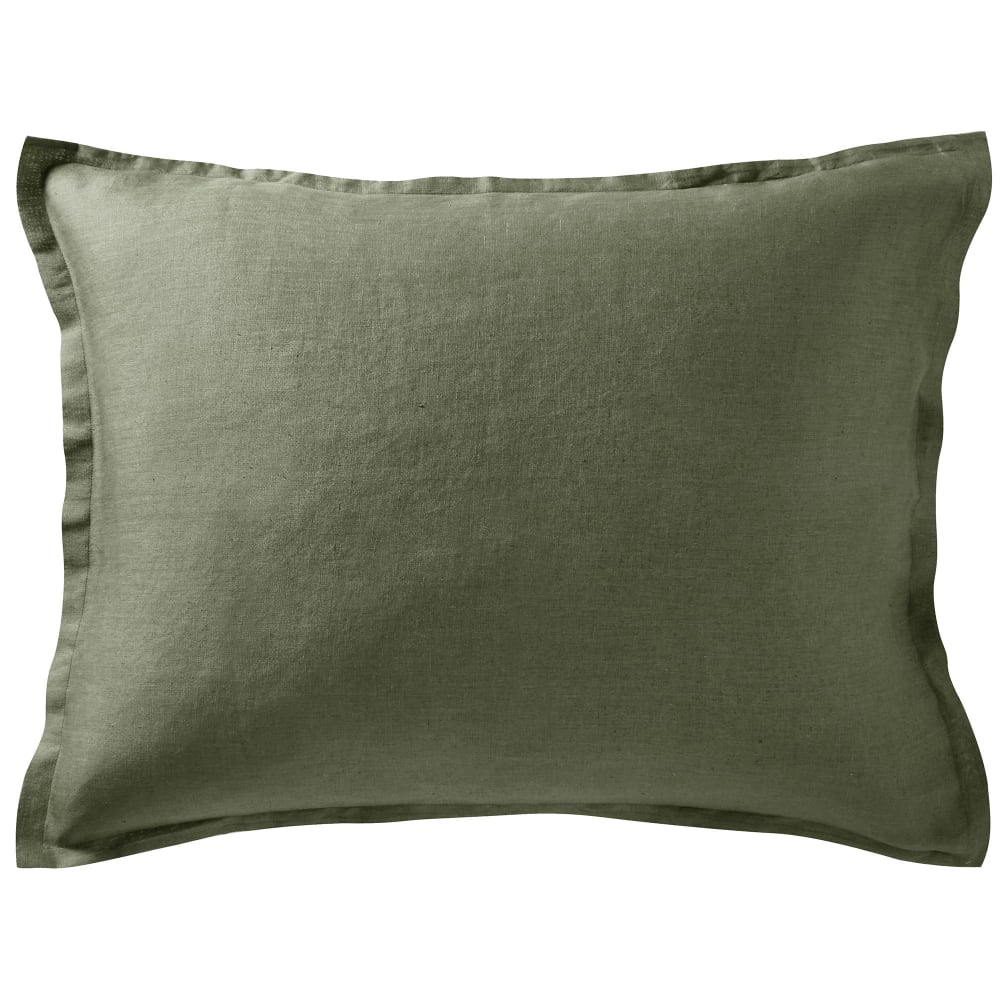Taie volant en lin vert kaki 63x63cm — vue 3