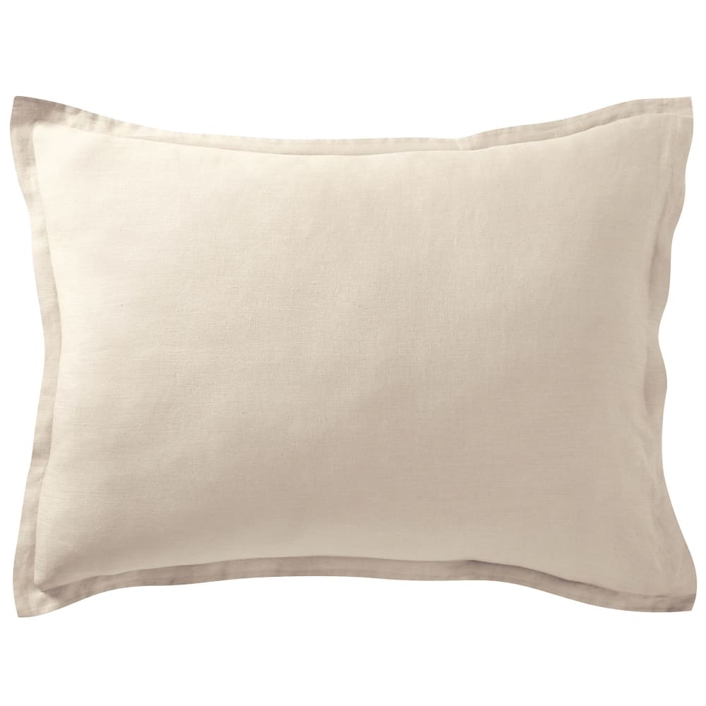 Taie volant en lin blanc craie 50x70cm