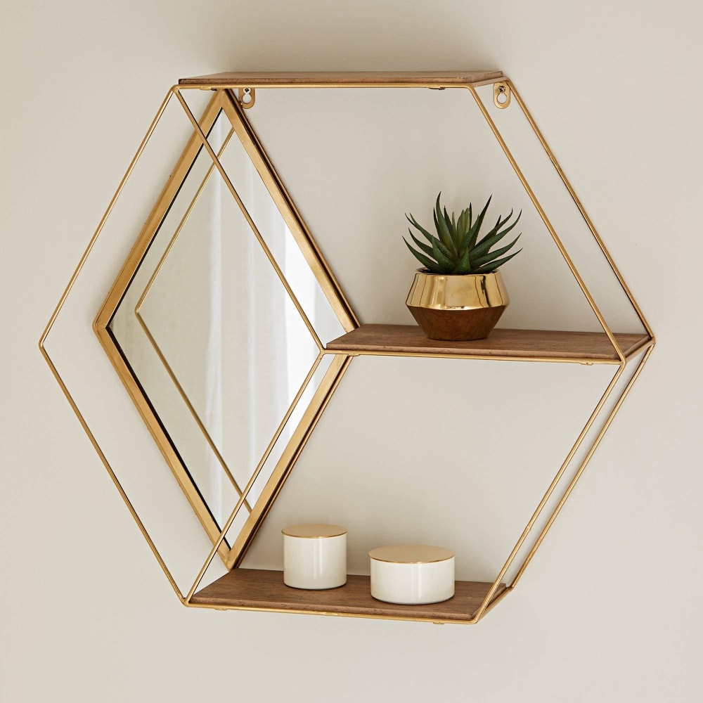 Miroir en bois marron caramel