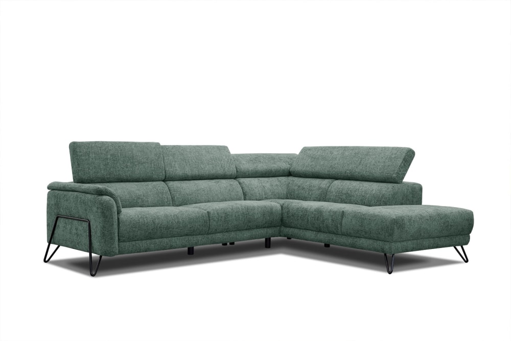 Wozimo Canapé d'angle droit 5 places tissu vert style industriel