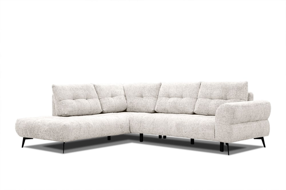 Canapé d'angle gauche 5 places tissu écru - Maisons du Monde