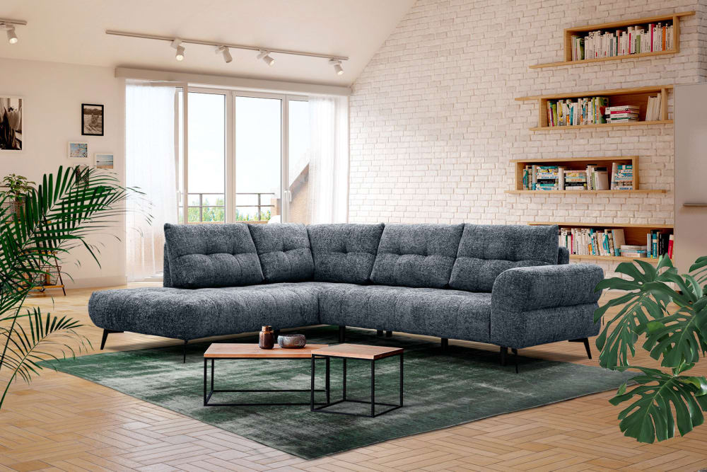 Ecksofa 5-Sitzer, blau - Maisons Du Monde
