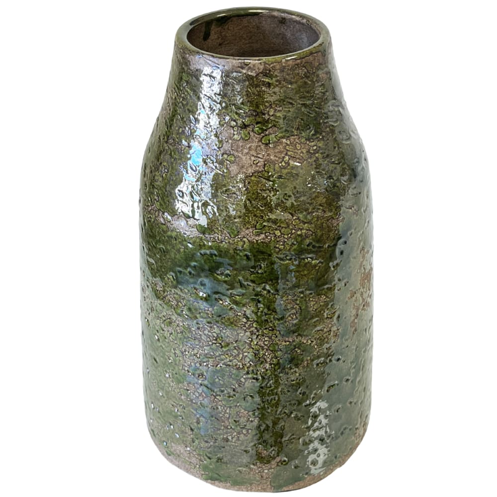 TDK IMPORT Vase artisanal en céramique vert vitrifié 29 cm style inspirations d'ailleurs