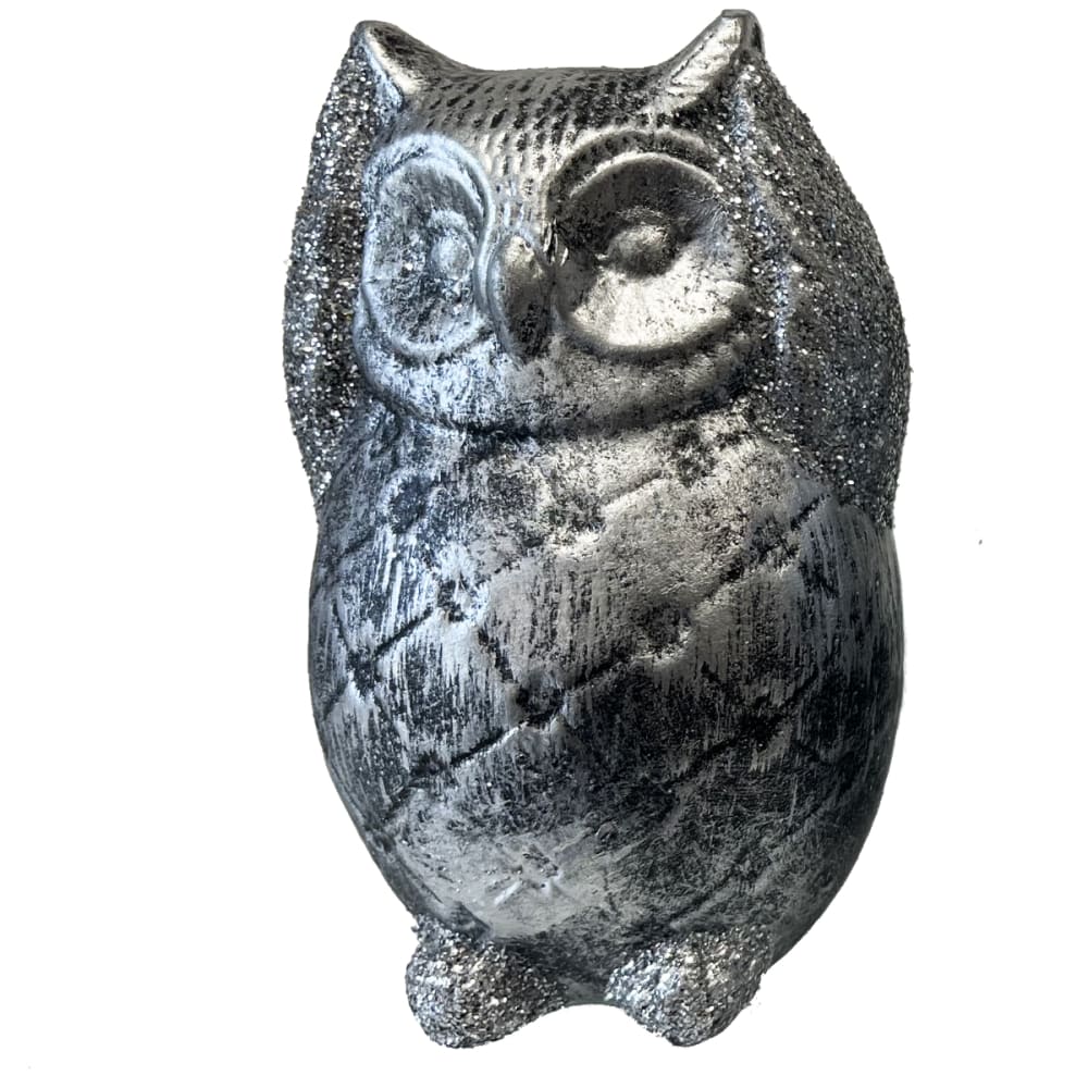 Statues en céramique trio de hiboux argent pailleté 11 cm - Maisons du Monde