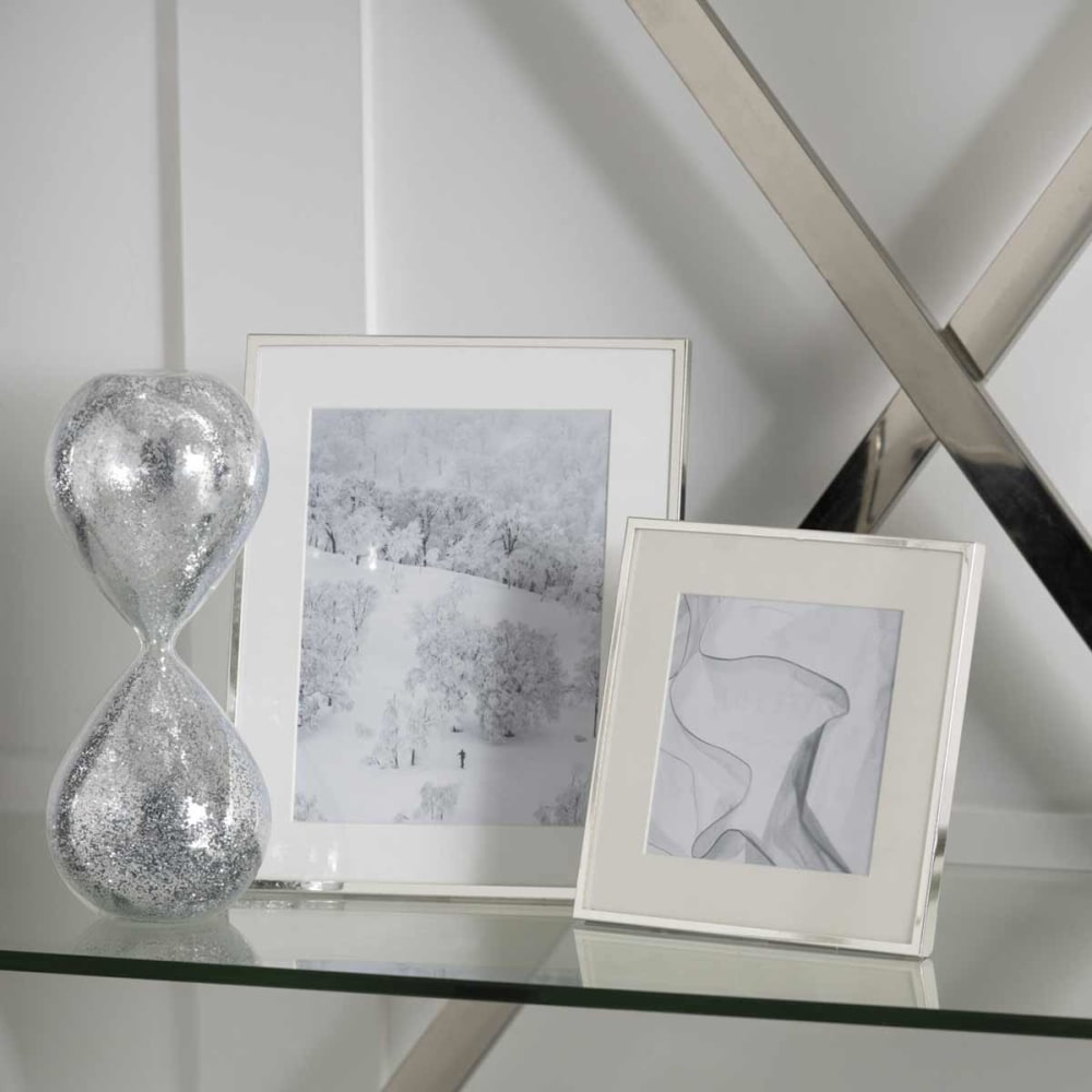 Sablier de décoration en verre et sable paillettes argent - Maisons du Monde