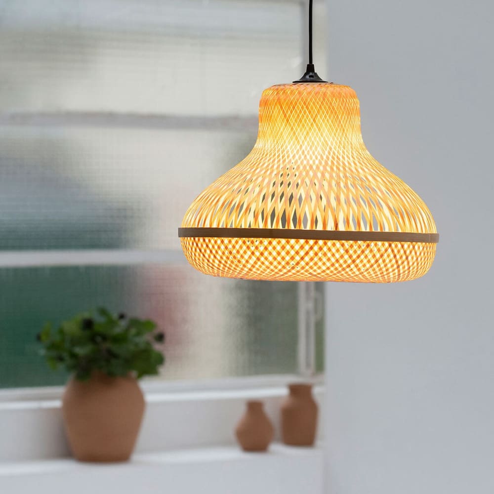 Suspension forme poire en bambou naturel fait main — vue 3