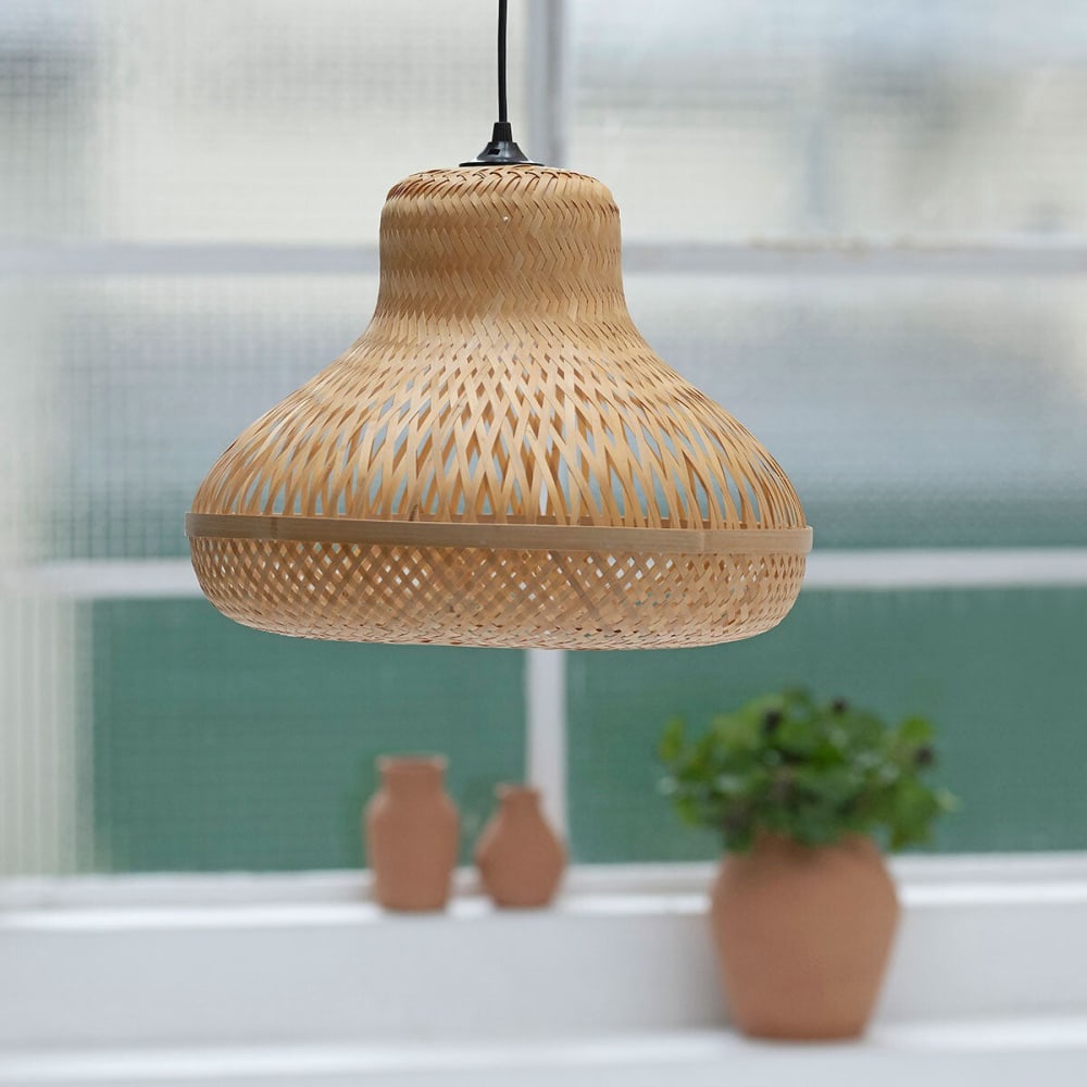 Suspension forme poire en bambou naturel fait main — vue 4