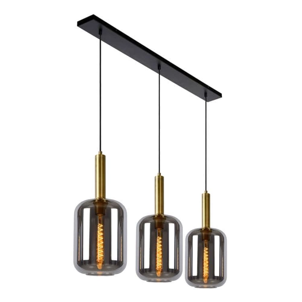 Suspension 3 lumières verre fumé h150cm gris — vue 4