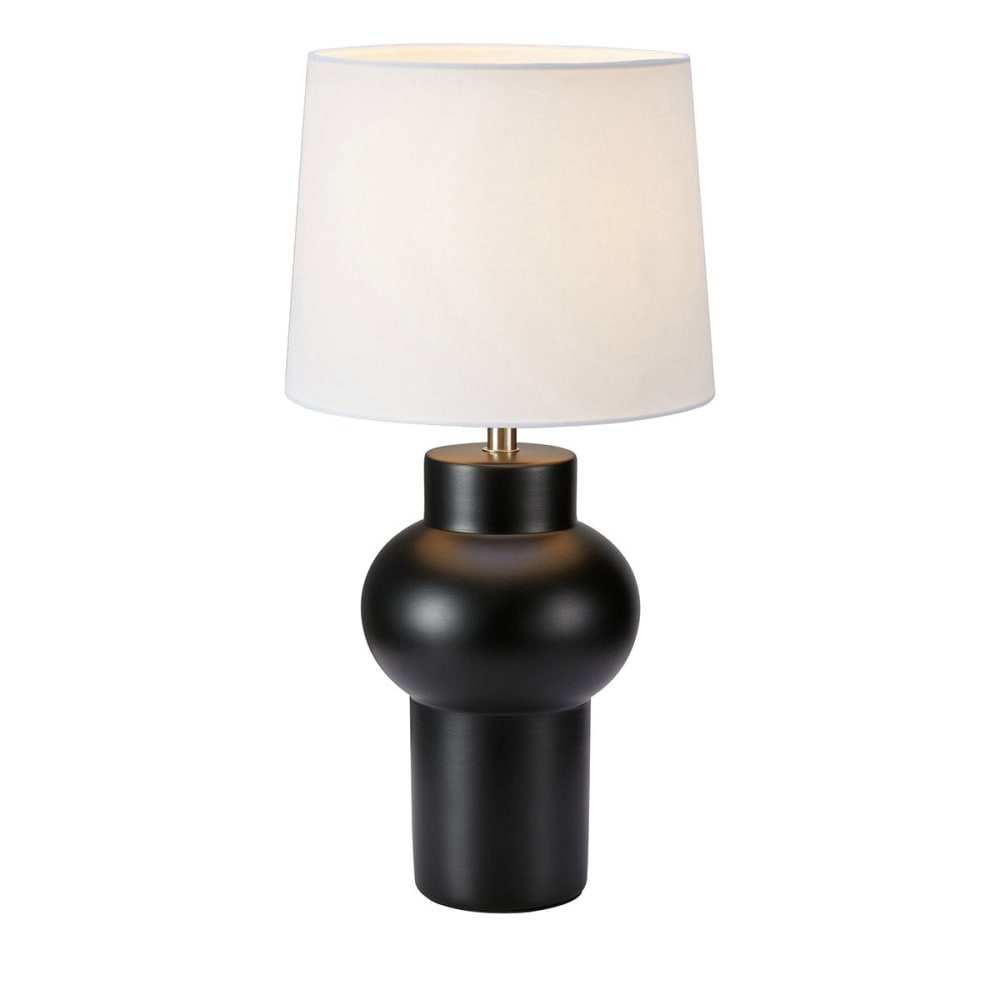 Lampe à poser pied en céramique noir abat-jour en tissu blanc Shape Ma