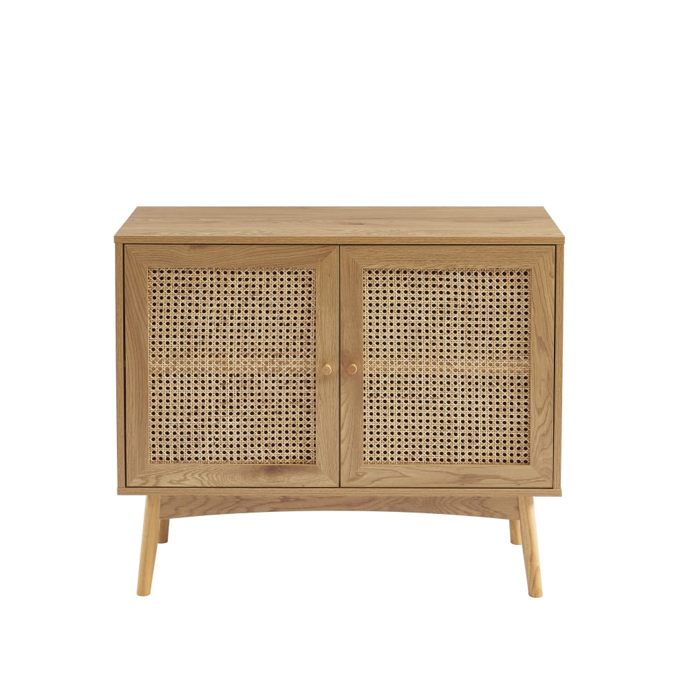 Buffet  effet chêne et cannage rotin 90cm