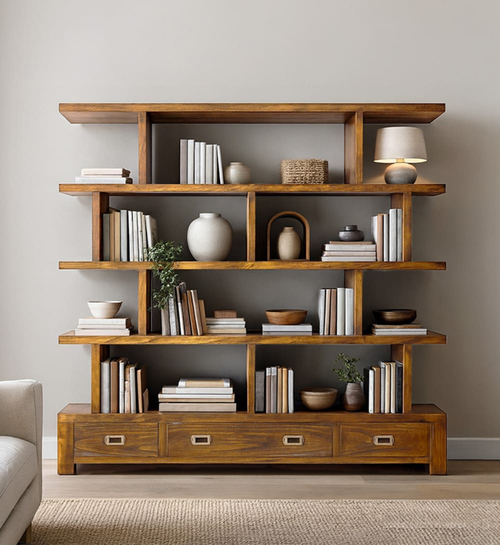 Bibliothèque en bois marron, H 160 cm - Maisons du Monde