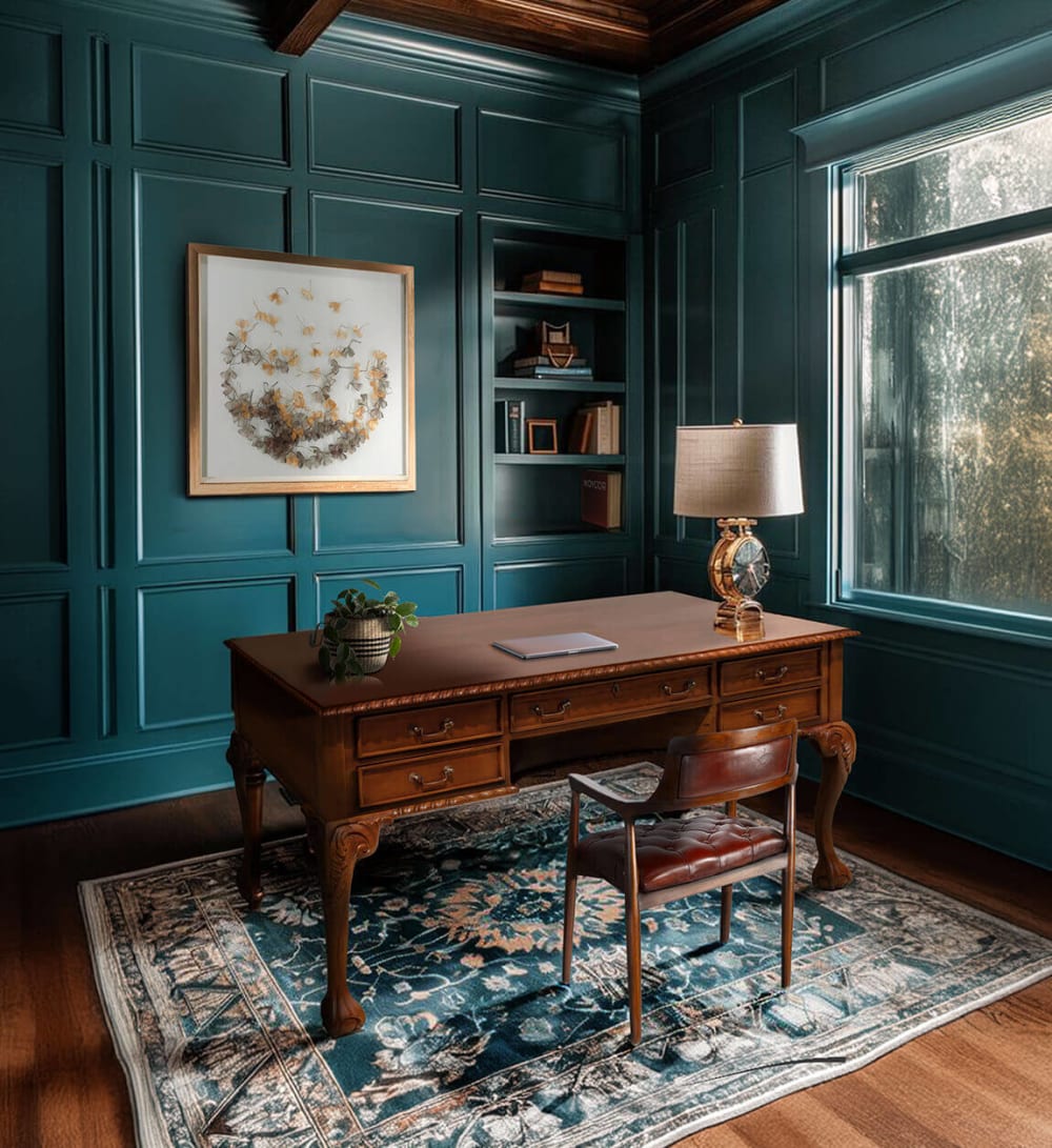 Fauteuil en bois et cuir marron