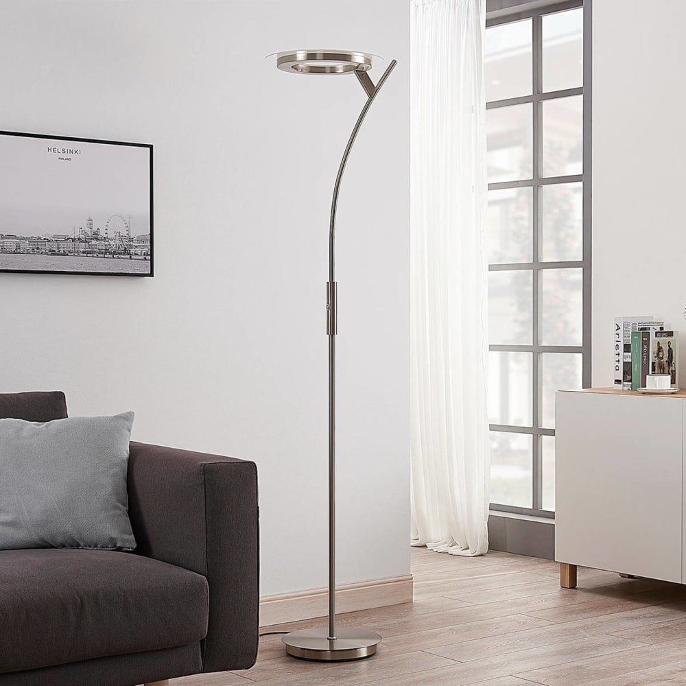 LED Stehlampe aus Metall, grau - Maisons Du Monde